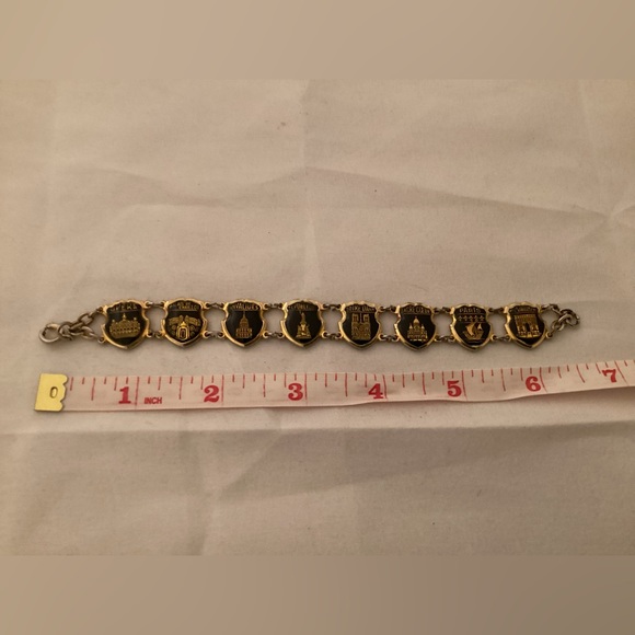 Vintage gold tone and black Paris France Monuments Bracelet - Picture 9 of 10